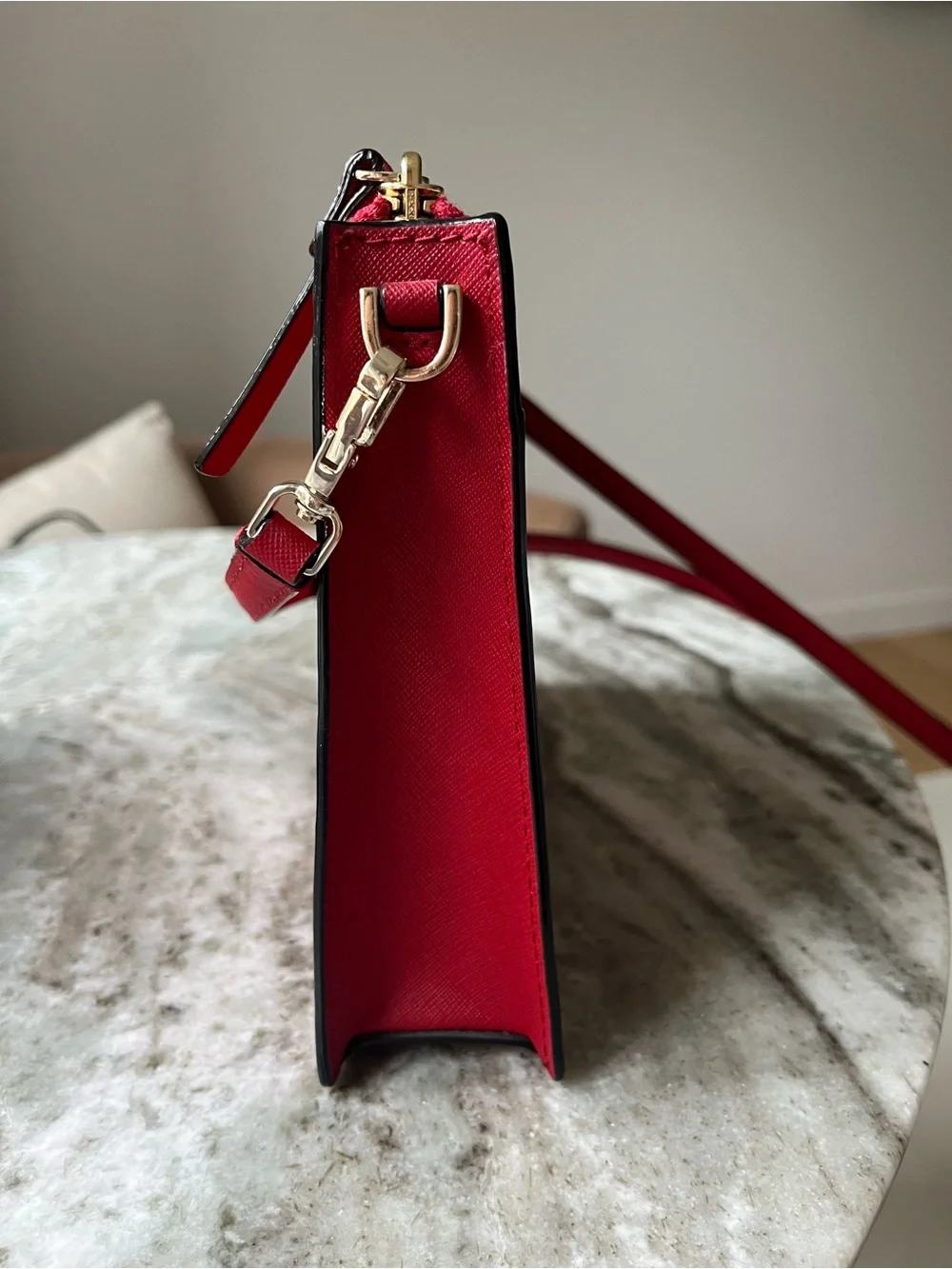 kate spade Red Saffiano Leather Crossbody Bag with Gold Hardware